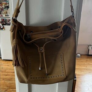 Elegant Brown Shoulder Bag with Tassel